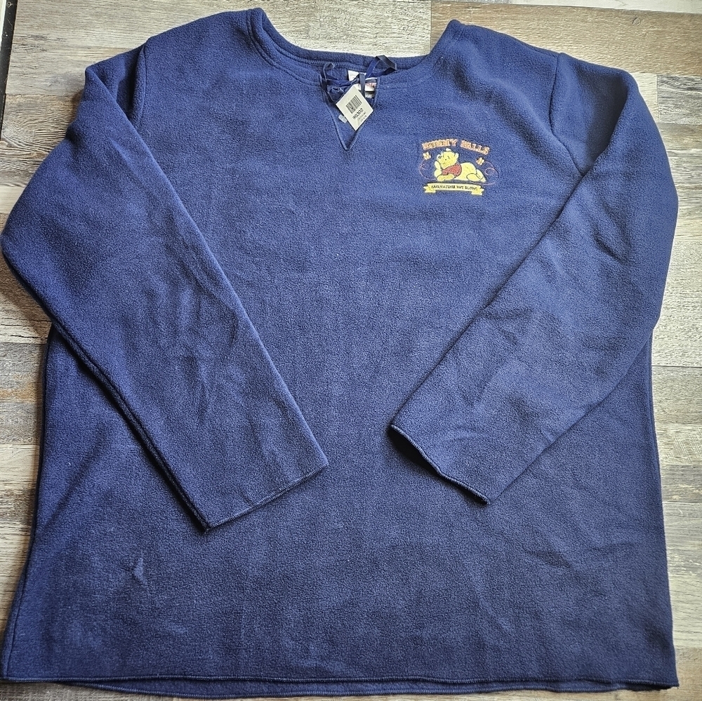 Disney Winnie The Pooh VINTAGE NEW Fleece Pullover Women's XXL Navy Blue